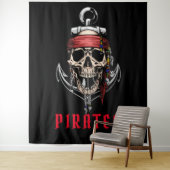 Halloween Pirate Skull Cross Bones Anker Wandteppich (Beispiel)