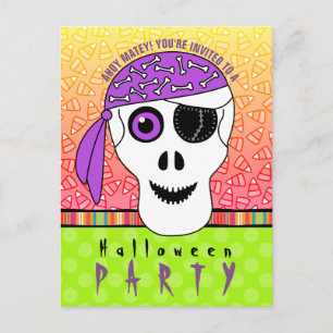 Halloween Pirate Skull Party Einladungspostkarte