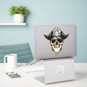 HALLOWEEN Piratenschädel Aufkleber (Laptop auf Schreibtisch)