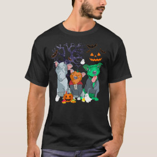 Halloween Pitbull Hund Hexenhund Pitbull Hundelieb T-Shirt
