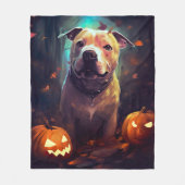 Halloween Pitbull mit Pumpkins Beängstigend Fleecedecke (Vorderseite)