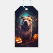 Halloween Pitbull mit Pumpkins Beängstigend Geschenkanhänger (Vorderseite)