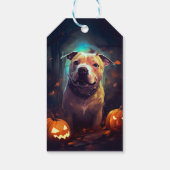 Halloween Pitbull mit Pumpkins Beängstigend Geschenkanhänger (Rückseite)