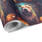 Halloween Pitbull mit Pumpkins Beängstigend Geschenkpapier (Rolleneckpunkt)