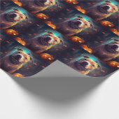 Halloween Pitbull mit Pumpkins Beängstigend Geschenkpapier (Ecke)