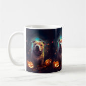 Halloween Pitbull mit Pumpkins Beängstigend Kaffeetasse (Links)
