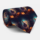 Halloween Pitbull mit Pumpkins Beängstigend Krawatte (Gerollt)
