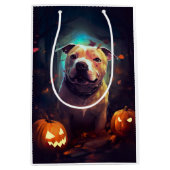 Halloween Pitbull mit Pumpkins Beängstigend Mittlere Geschenktüte (Vorderseite)