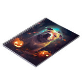 Halloween Pitbull mit Pumpkins Beängstigend Notizblock (Linke Seite)