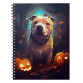 Halloween Pitbull mit Pumpkins Beängstigend Notizblock (Vorderseite)