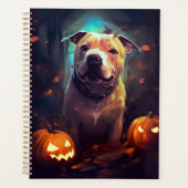 Halloween Pitbull mit Pumpkins Beängstigend Planer (Vorderseite)