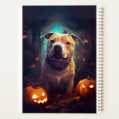 Halloween Pitbull mit Pumpkins Beängstigend Planer (Rückseite)