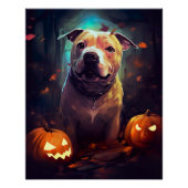 Halloween Pitbull mit Pumpkins Beängstigend Poster (Vorderseite)