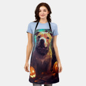 Halloween Pitbull mit Pumpkins Beängstigend Schürze (Getragen)