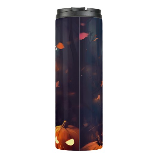 Halloween Pitbull mit Pumpkins Beängstigend Thermosbecher (Rückseite)