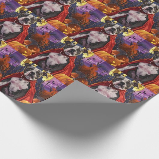Halloween Pitbull Vampire Pumpkins Beängstigend Geschenkpapier (Ecke)