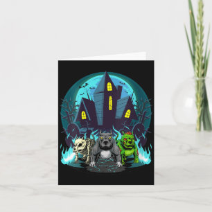 Halloween-Pitbulls Zombie-Skelett Schwarz Damen Karte