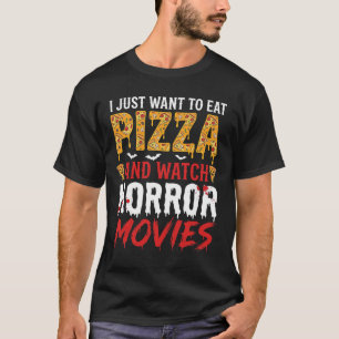 Halloween-Pizza und Horrorfilme-Typografie T-Shirt