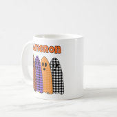 Halloween Plaid Gingham Ghosts Kaffeetasse (Vorderseite Links)