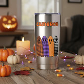 Halloween Plaid Gingham Ghosts Thermobecher