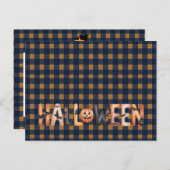 Halloween Plaid Pumpkin Greeting Postkarte (Vorne/Hinten)
