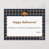 Halloween Plaid Pumpkin Greeting Postkarte (Rückseite)