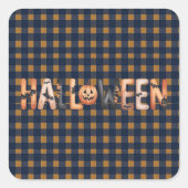 Halloween Plaid Pumpkin Quadratischer Aufkleber (Vorderseite)