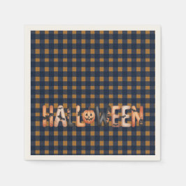 Halloween Plaid Pumpkin Serviette