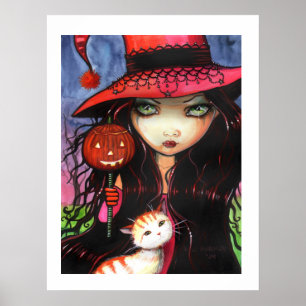 Halloween-Plakat Hexe Katze von Molly Harrison Poster