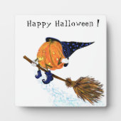 Halloween Plaque Witch Pumpkin Flying Broom Fotoplatte (Vorderseite)
