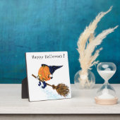 Halloween Plaque Witch Pumpkin Flying Broom Fotoplatte (InSitu)
