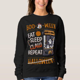 Halloween Playful Orange Ghost Klaw Arcade Retro Sweatshirt