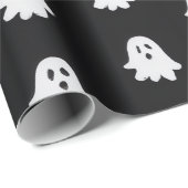 Halloween Playful White Ghost Black Festive  Geschenkpapier (Rolleneckpunkt)