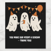 Halloween Playful White Ghost Black Festive  Weinetikett (Einzelnes Label)