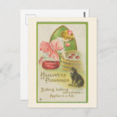 Hallowe'en Pleasures Bobbing für Äpfel Vintag Postkarte (Vorne/Hinten)