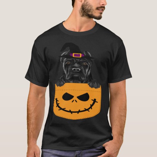 Halloween Pocket Cane Corso Scary Jack O Lantern T-Shirt (Vorderseite)
