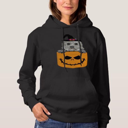 Halloween Pocket Dandie Dinmont Terrier Scary Jack Hoodie (Vorderseite)