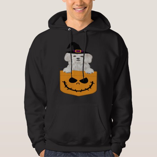 Halloween Pocket Maltese Scary Jack O Lantern Hoodie (Vorderseite)