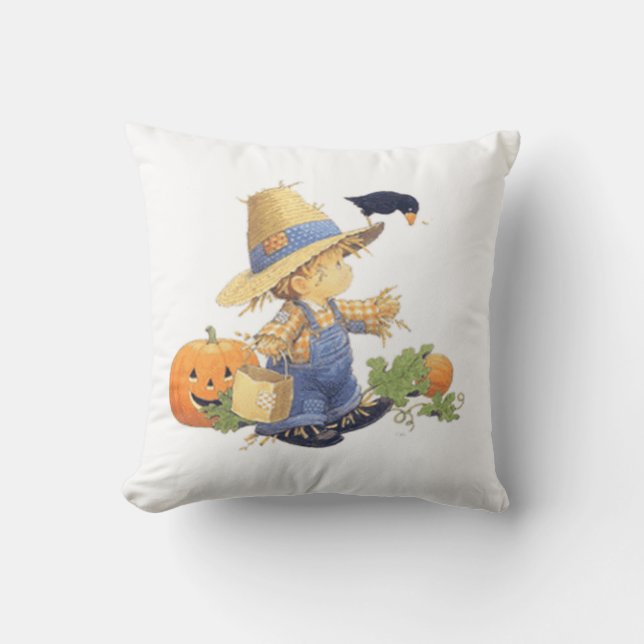 Halloween Polyester Throw Pillow/Scarecrow Boy Kissen (Vorderseite)