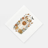 Halloween Poodle mit Herbst-Blume Serviette (Ecke)