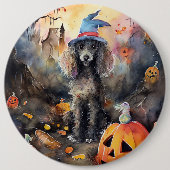 Halloween Poodle mit Pumpkins Beängstigend Button (Vorderseite)