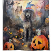 Halloween Poodle mit Pumpkins Beängstigend Duschvorhang (Vorderseite)
