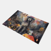 Halloween Poodle mit Pumpkins Beängstigend Fußmatte (Schrägansicht)