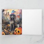 Halloween Poodle mit Pumpkins Beängstigend Karte (Innenseite)