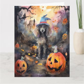 Halloween Poodle mit Pumpkins Beängstigend Karte (Vorderseite)