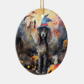 Halloween Poodle mit Pumpkins Beängstigend Keramik Ornament (Rechts)