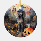 Halloween Poodle mit Pumpkins Beängstigend Keramik Ornament (Hinten)