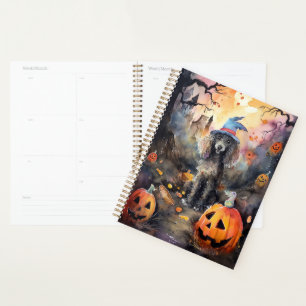 Halloween Poodle mit Pumpkins Beängstigend Planer