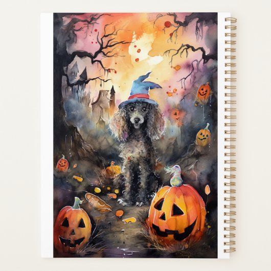 Halloween Poodle mit Pumpkins Beängstigend Planer (Rückseite)