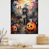 Halloween Poodle mit Pumpkins Beängstigend Poster (Küche)